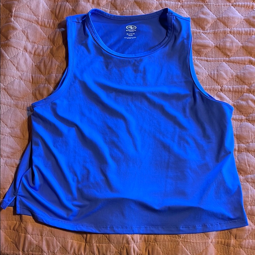 Athletic Works Blue Sleeveless Crop Tank Top